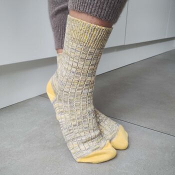 ANKLE SOCKS - cotton - unisex - marl - yellow/grey 4
