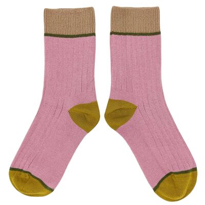 CALCETINES TOBILLEROS - algodón - unisex - canalé - rosa oscuro