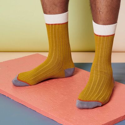 ANKLE SOCKS - cotton - unisex - rib - lime