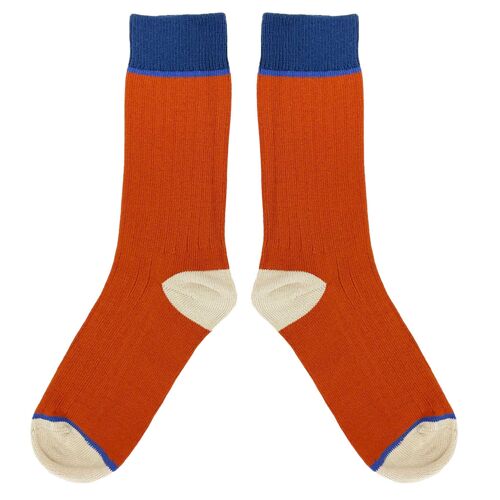 ANKLE SOCKS - cotton - unisex - rib - rust