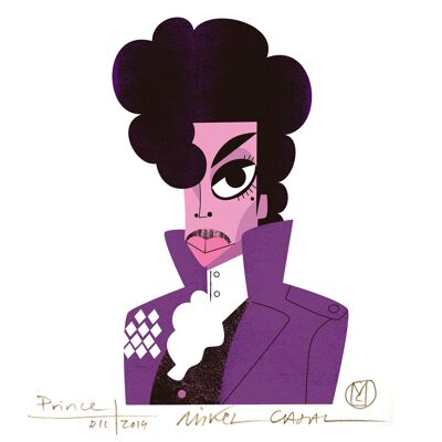 Illustration "Prince" par Mikel Casal. Reproduction A5 signée
