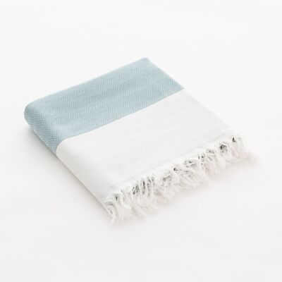 Strand-Fouta, leichter Baumwoll-Pareo Soft Touch mit Fransen, MEERSTREIFEN