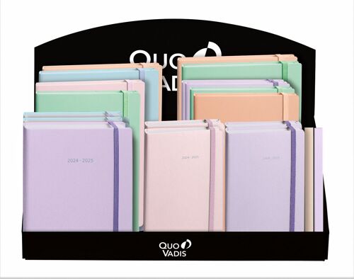 Présentoir agendas et carnets gamme PASTEL par 20