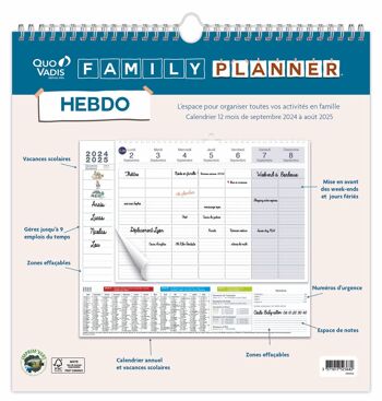 Calendrier FAMILY PLANNER HEBDO 30X30 FR Fam p5 2
