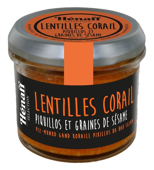 Lentilles corail piquillos et graines de sésame Hénaff Sélection 90g