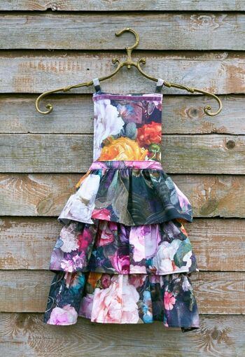 Kids Apron, Dark Floral 100% Cotton, Printed | Francine Black 2