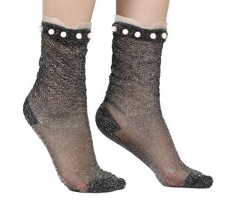 Stella - Noir argenté - La chaussette femme en voile ultra-résistant 1
