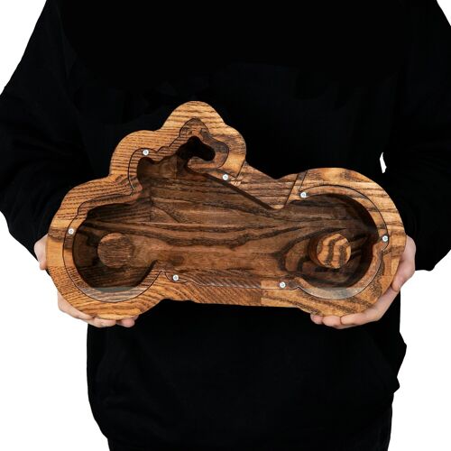 Motorcycle Shaped Wooden Piggy Bank