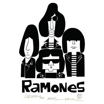 Illustration "Ramones" par Mikel Casal. Reproduction A5 signée 1