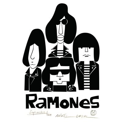 Illustration "Ramones" von Mikel Casal. A5 Reproduktion signiert