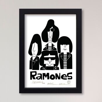 Illustration "Ramones" par Mikel Casal. Reproduction A5 signée 2