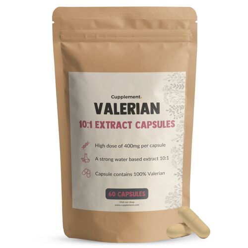 Cupplement - Valerian 60 Capsules - 10:1 Extract - 400MG - No Powder, 125 mg, 500 mg, Tea or Drops - Extra Strong - Tablets - Supplement - Superfood - For Cats, Cats & Dogs - Root - Valerian Root - Plant - Valerian