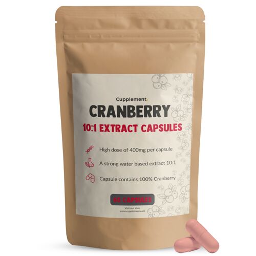 Cupplement - Cranberry 60 Capsules - 10:1 Extract - 400MG - Pills Bladder - Tablets - Cystitis - Dog - No Juice, D Mannose or Powder - LP - CD - Cranberries - Child - Cramberry