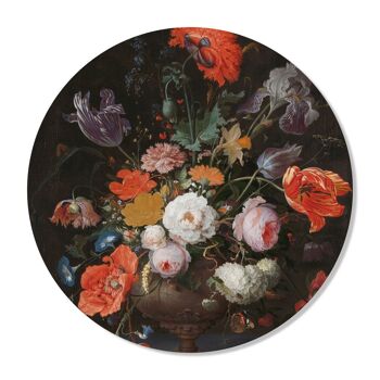 Cercle mural Fleurs noir 30 CM Forex