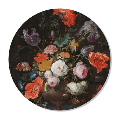 Cercle mural Fleurs noir 90 CM Forex