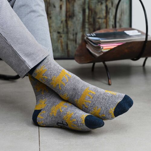 Men's Lambswool Ankle Socks  - moose - mid-grey