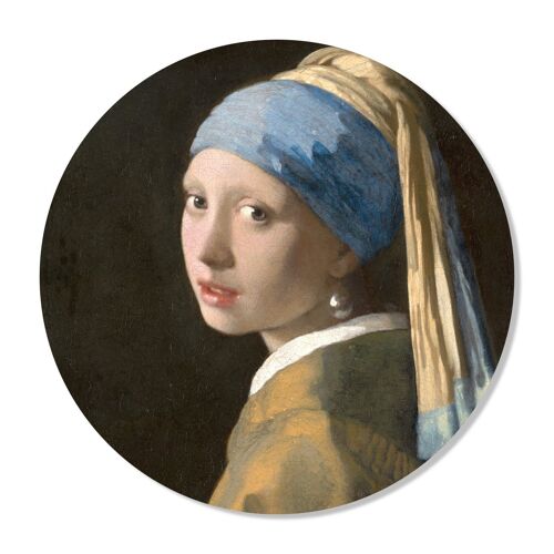 Muurcirkel Meisje met de parel van Vermeer 30 CM Forex