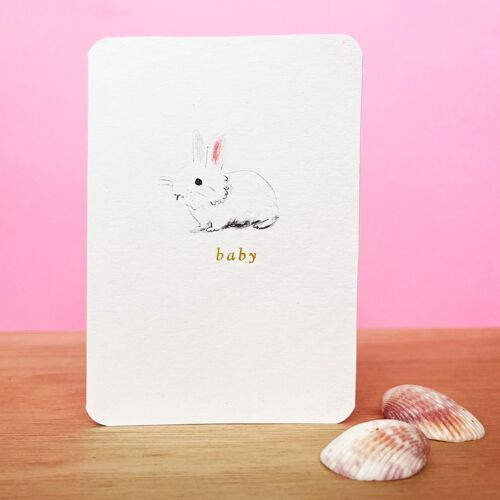 Vintage Gold Bunny Baby Card