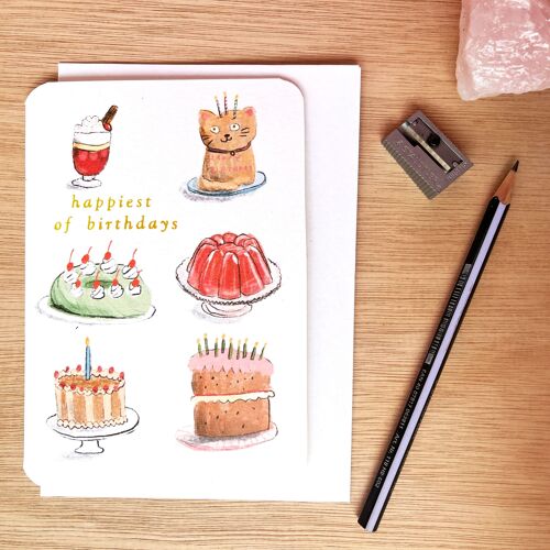 Vintage Gold Classic Birthday Cakes Card