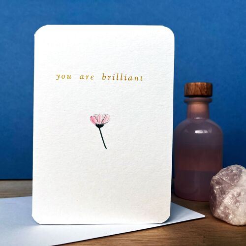 Vintage Gold You Are Brilliant Flower Valentine Love Card