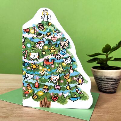 Carte Chat Arbre de Noël