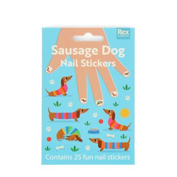 Autocollants pour ongles pour enfants - Chien Saucisse 1