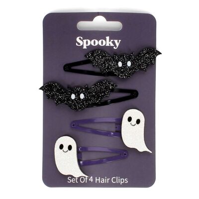 Pinzas para el cabello con purpurina (juego de 4) - Spooky