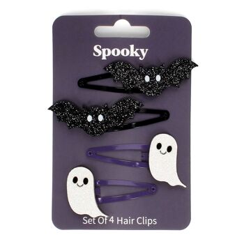 Barrettes à cheveux pailletées (lot de 4) - Spooky