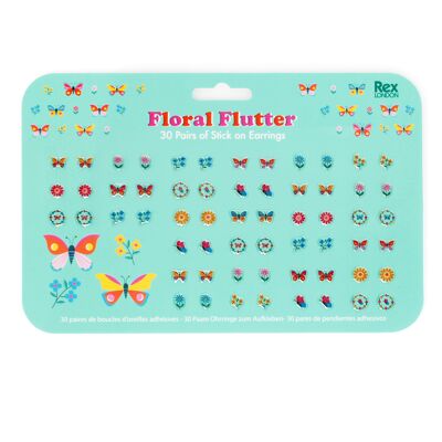 Pendientes adhesivos (30 pares) - Floral Flutter
