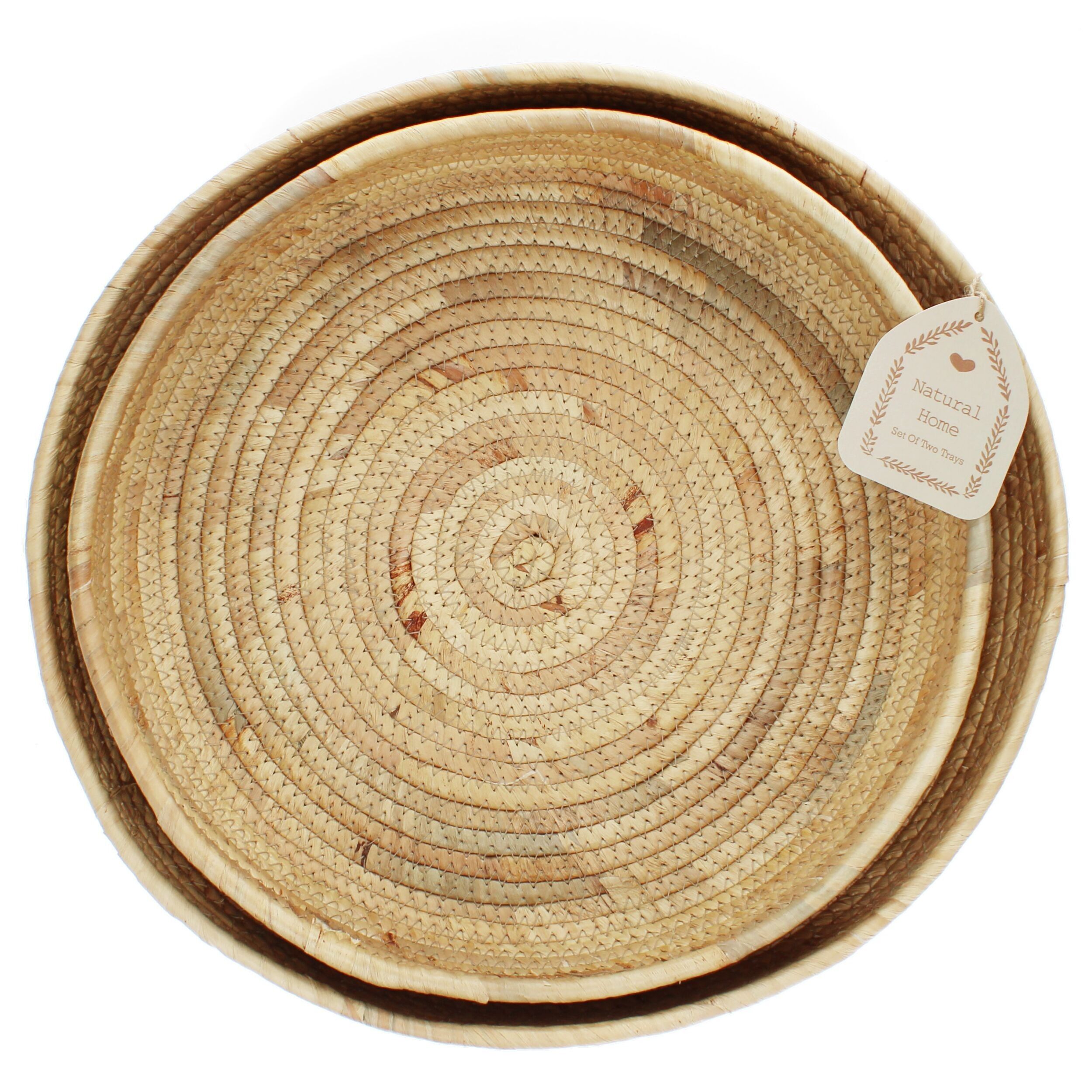 Round water hyacinth trays (set of 2)