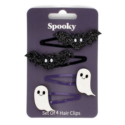 Barrettes à cheveux pailletées (lot de 4) - Spooky
