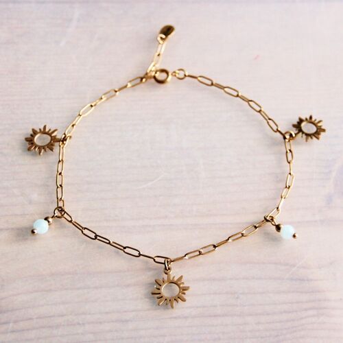 Charm anklet with suns and gemstones – gold
