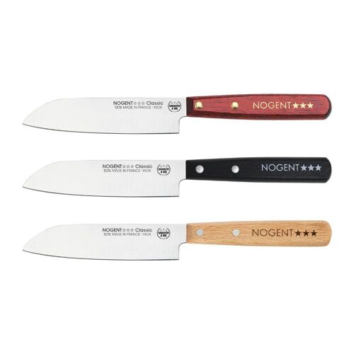 Santoku - 11 cm Lame Lisse - Panaché: Merisier, Hêtre, Noir - Avec Protection | Classic Bois | NOGENT ***