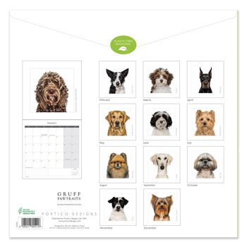 Calendrier carré pour chiens illustrés Gruff Pawtraits 2025 2