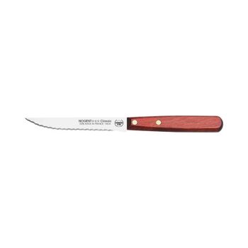 Couteau Steak - 11 cm Lame Double Crantage Pointue - Merisier - Avec Protection | Classic Bois | NOGENT ***