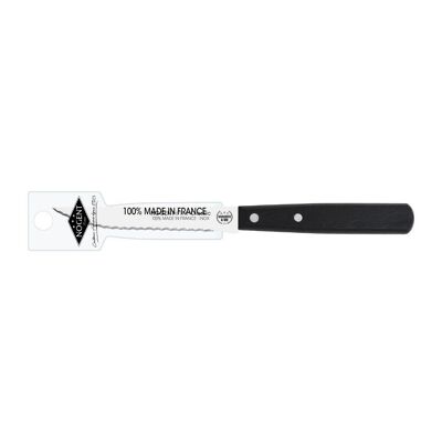 Cuchillo para carne - Hoja puntiaguda de doble muesca de 11 cm - Negro - Con funda con clip | Madera clásica | NOGENTE ***