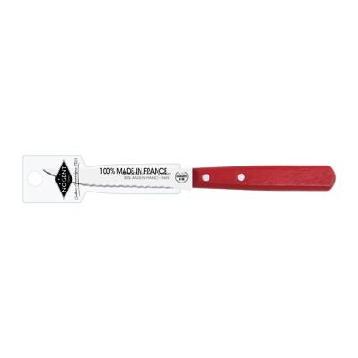 Cuchillo para carne - Hoja puntiaguda de doble muesca de 11 cm - Rojo - Con funda con clip | Madera clásica | NOGENTE ***