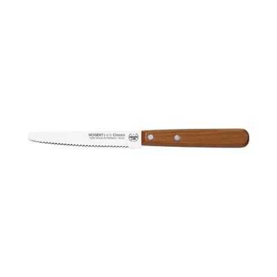 Cuchillo de Mesa Redondo - Hoja con Muesca de 11 cm y 3mm - Cereza Silvestre - Con Protección | Madera clásica | NOGENTE ***