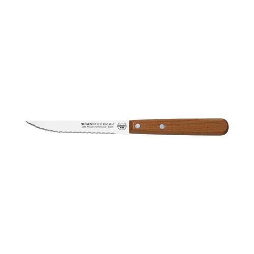 Couteau Steak - 11 cm Lame Double Crantage Pointue - Cerisier des Bois - Avec Protection | Classic Bois | NOGENT ***