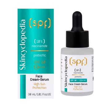 Skincyclopédie | Crème-Sérum Visage Anti-Imperfections SPF 30 SUN | 30 ml | PROTECTION SOLAIRE | NIACINAMIDE, ZINC, UN PRÉBIOTIQUE ET UN COMPLEXE MATIFIANT 3