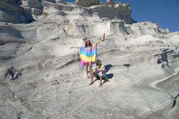 TIE DYE Poncho de plage à capuche | Bleu - Blanc, avec coffret cadeau recyclé 4