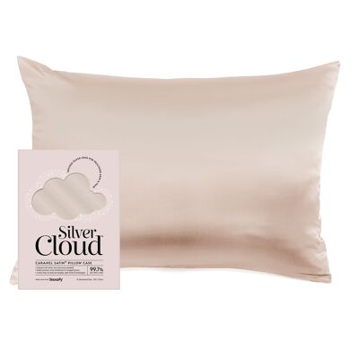 Funda de almohada de satén color caramelo Silver Cloud con iones de plata