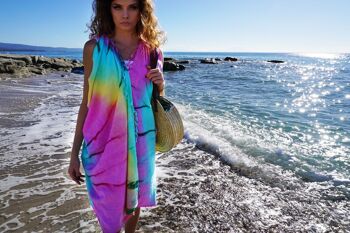 TIE DYE Serviette convertible « Deux-en-un » | Kimono et serviette de plage | Violet - Bleu, avec boîte cadeau recyclée 6