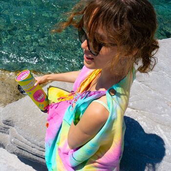 TIE DYE Serviette convertible « Deux-en-un » | Kimono et serviette de plage | Violet - Orange, avec coffret cadeau recyclé 4