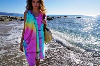 TIE DYE Serviette convertible « Deux-en-un » | Kimono et serviette de plage | Rose - Vert, avec coffret cadeau recyclé 6