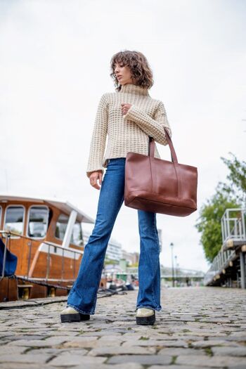 Sac cabas OLGA Cuir Marron 5