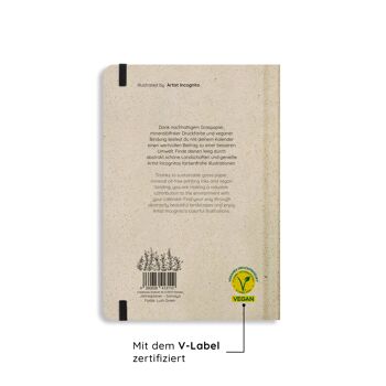 Calendrier A5 durable et végétalien/planificateur annuel/organisateur/calendrier de rendez-vous en papier d'herbe - Samaya 2025 Couleur : Lush Green (DE/EN) 10