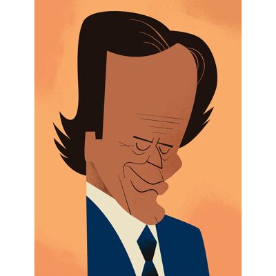 Illustration "Julio Iglesias" by Mikel Casal. A5 reproduction signed