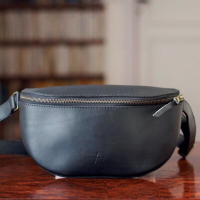 Sac banane cuir noir