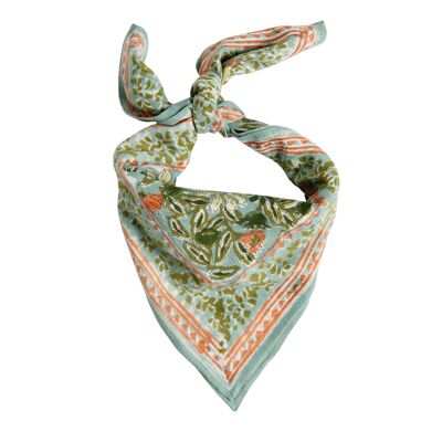 Foulard imprimé "Fleurs Indiennes" Meera blue green enfant